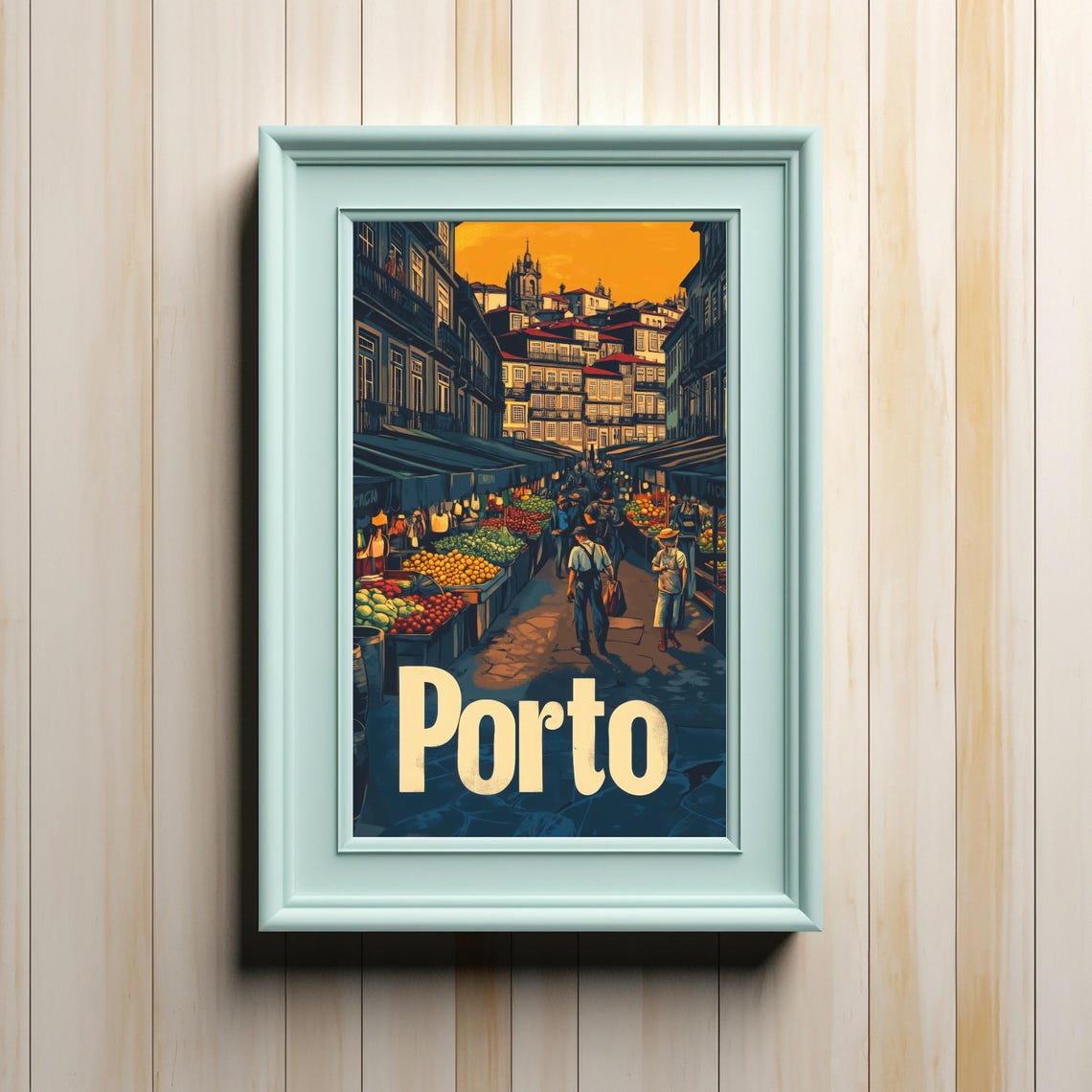 Porto Market Scene At Sunset Vibrant Art Print Of Traditional Portuguese Culture And Lively Marketplace