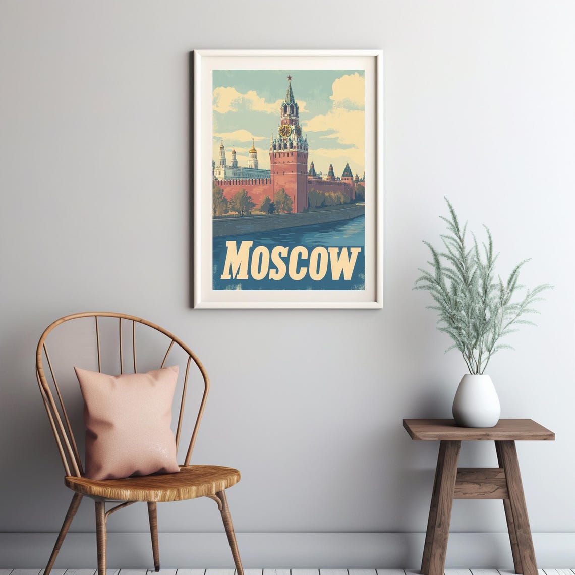 Vintage Moscow Kremlin Illustration With Iconic Architecture And Moscow Text Nostalgic Travel Art Print - Image 2