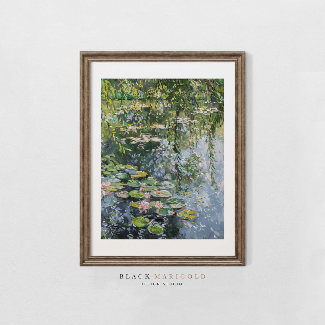 Ophelia Water Lily Pond Impressionist Oil Painting Style Poster - Image 2