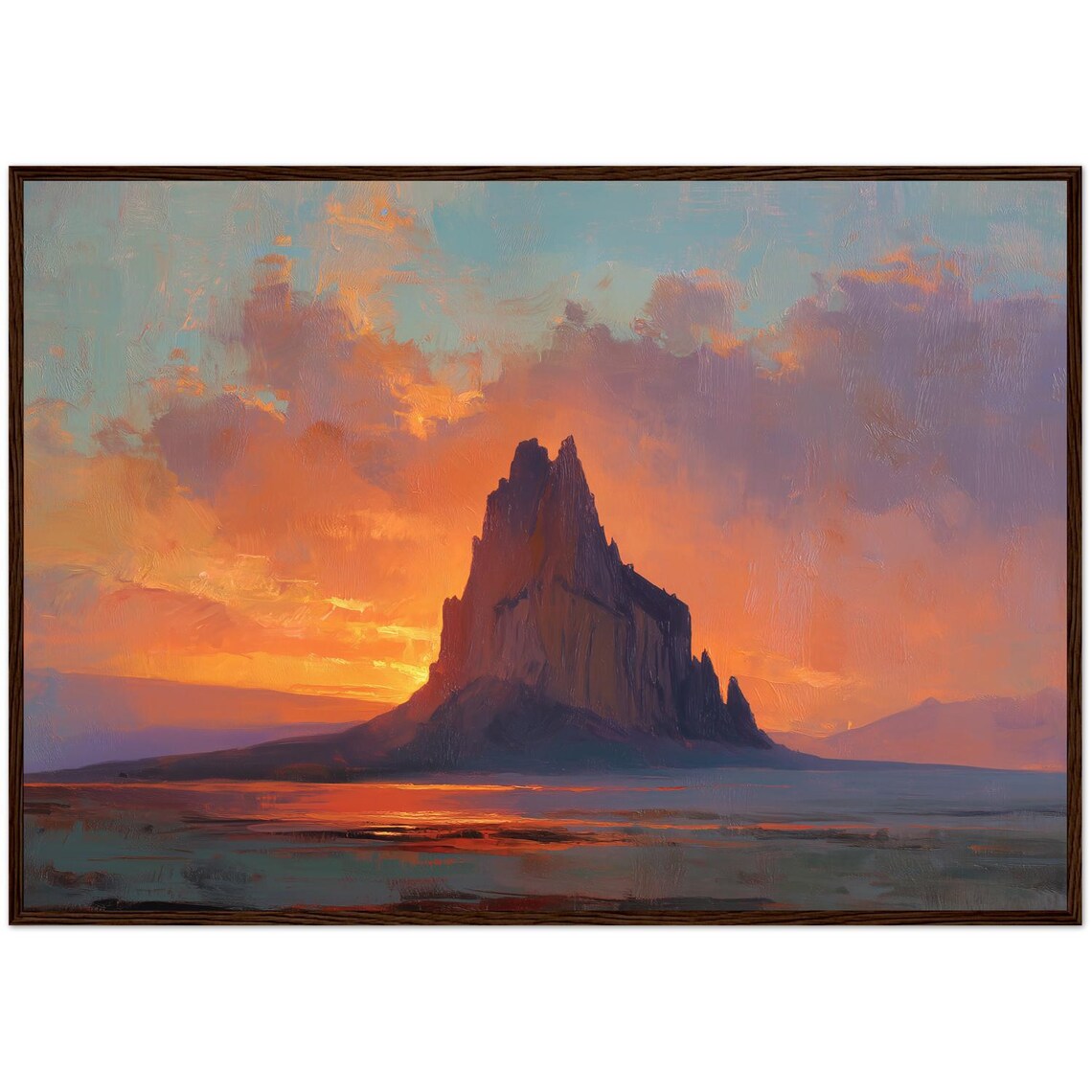 Shiprock New Mexico Sunset Travel Poster, Nature Scene