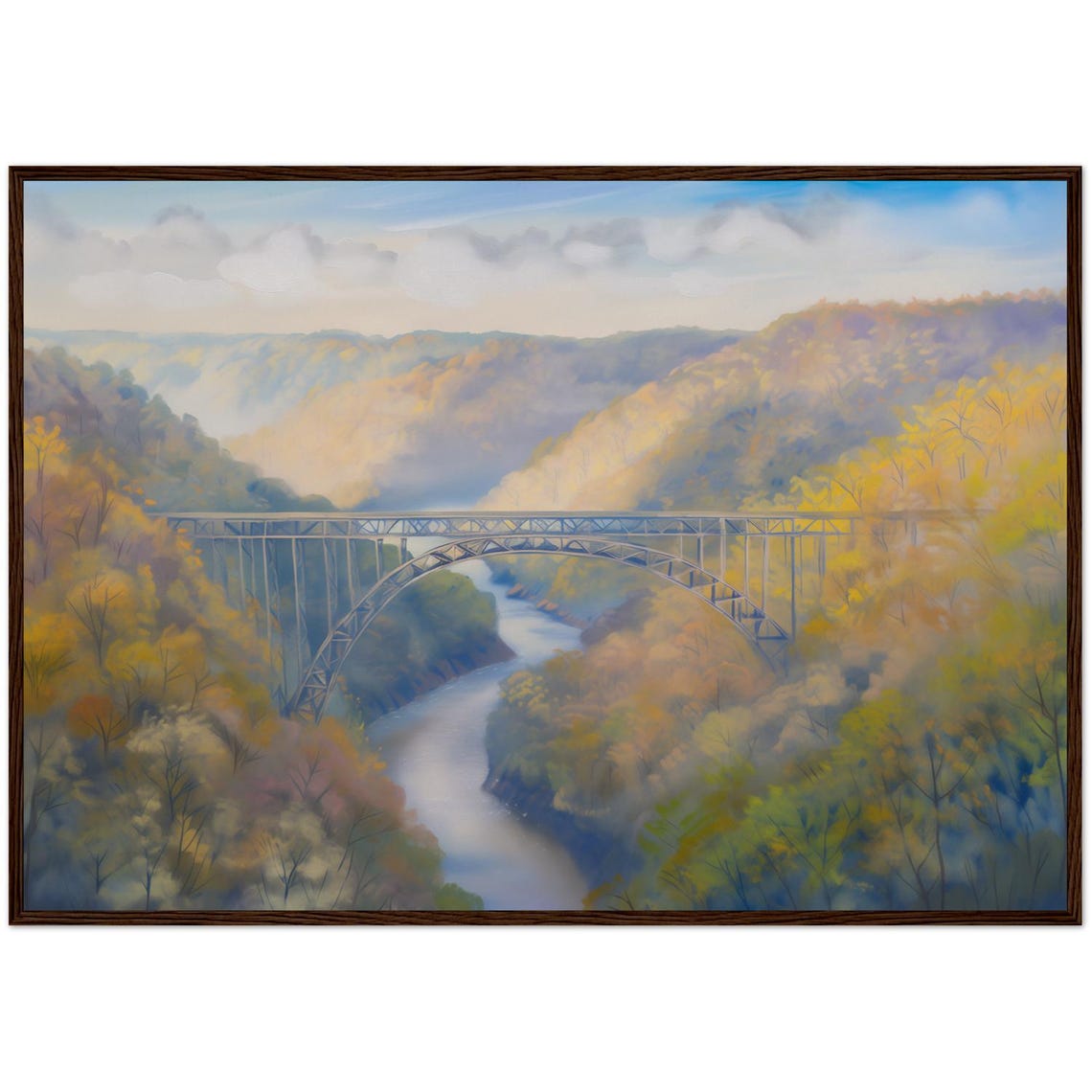 New River Gorge Autumn Bridge Oil Painting West Virginia Poster
