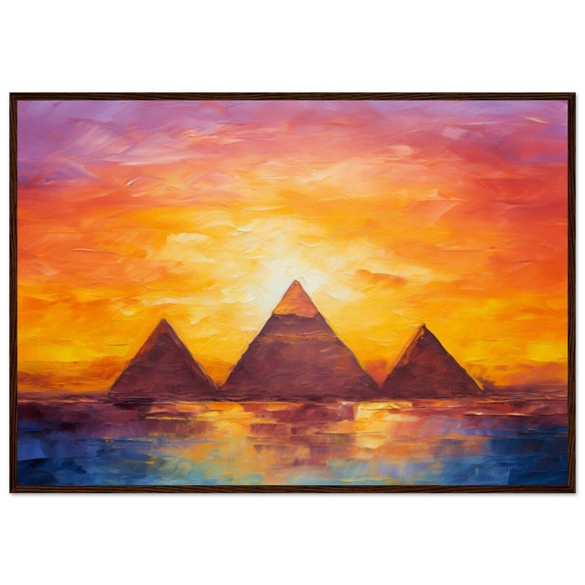 3 Giza Pyramids During Sunrise Or Sunset, Monet