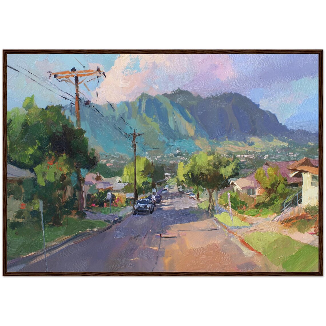 Hawaii Oil Painting Kaneohe Street Travel Poster