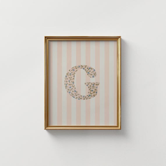 G Initial Floral Letter Watercolor Art Print