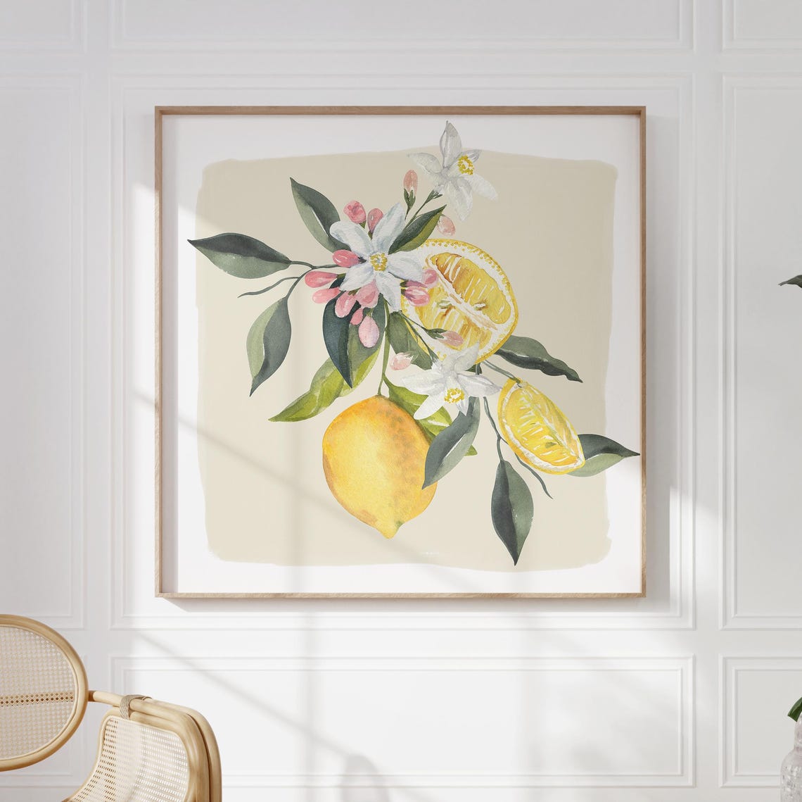Lemon Branch Watercolor Citrus Botanical Kitchen Wall Art Print - Image 2