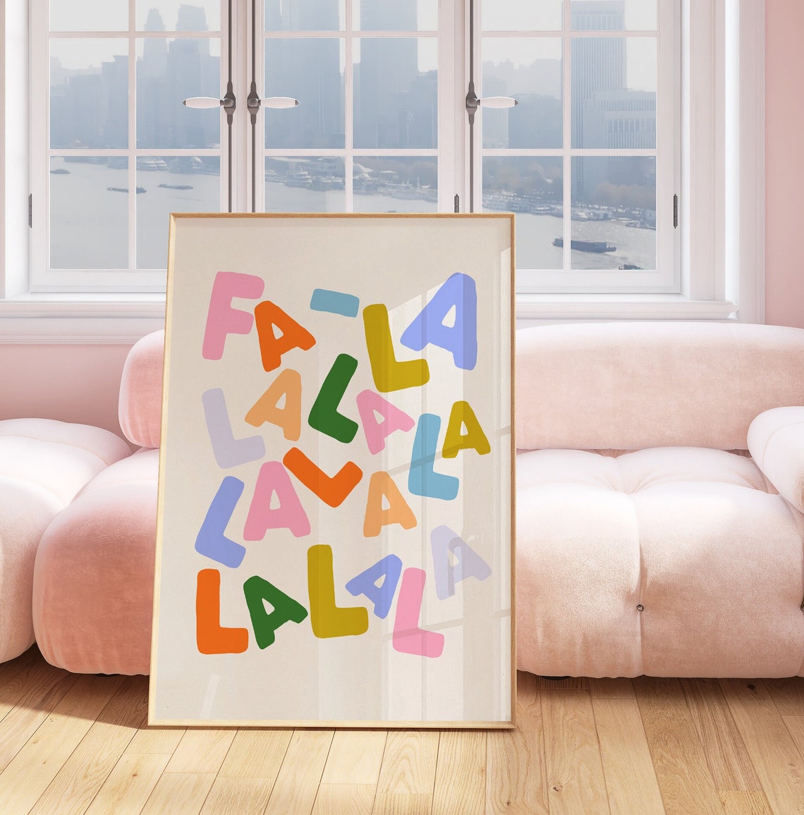 Colorful Fa La La Letters Christmas Holiday Typography Wall Poster