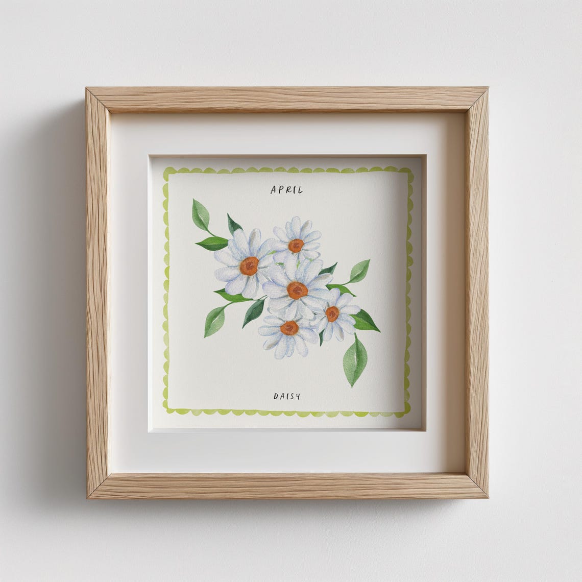 April Daisy Birth Flower Bouquet Watercolor Botanical Poster - Image 4