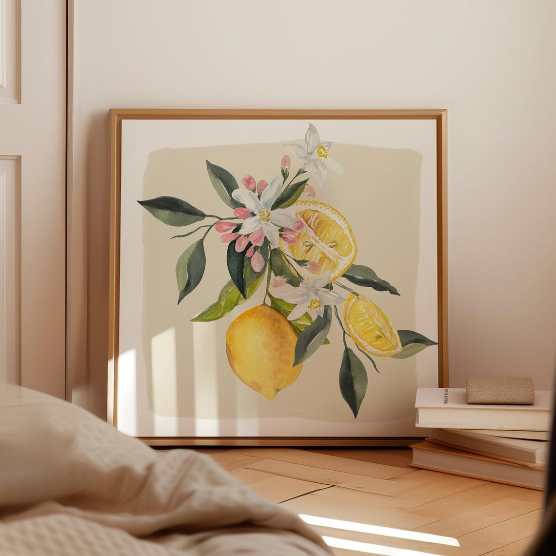 Lemon Branch Watercolor Citrus Botanical Kitchen Wall Art Print - Image 4