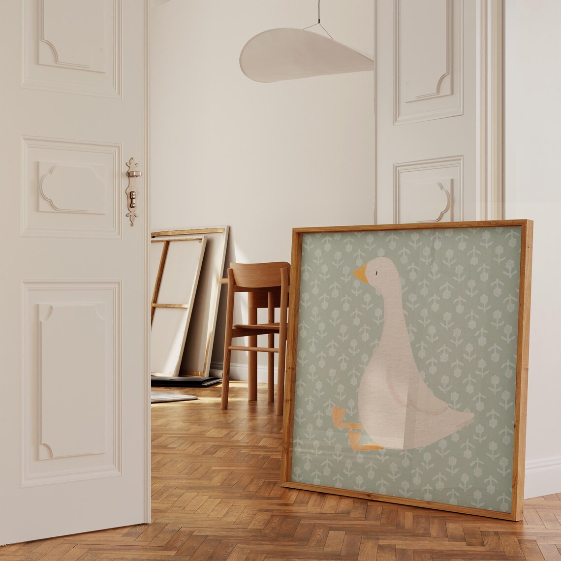 Sea Blue Sitting Duck Art Print, Nursery Decor - Image 4