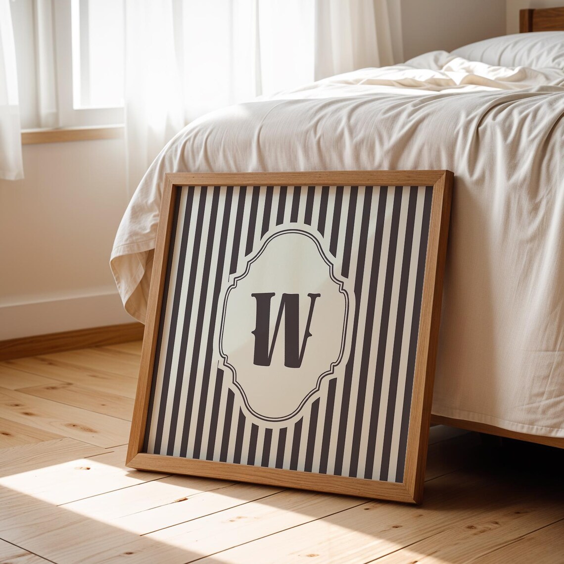 W Square Initial Personalized Watercolor Gift