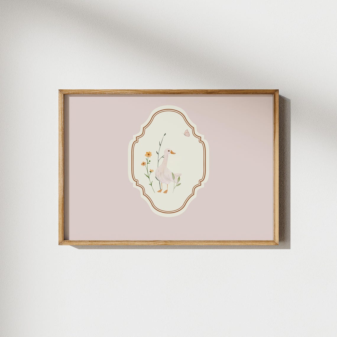Blush Goose Flowers Butterfly Watercolor Nursery Ornate Poster - Image 4