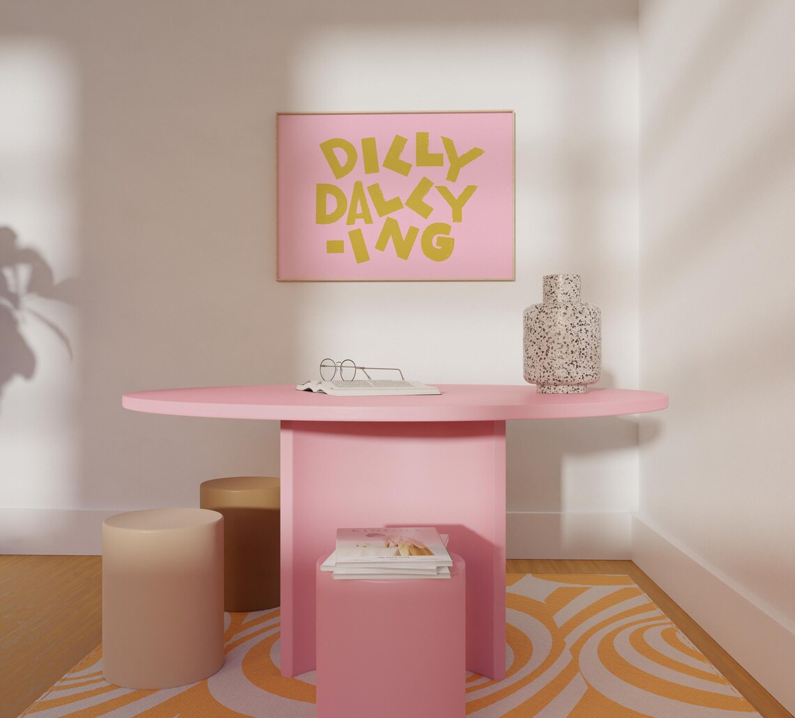 Pink Dilly Dallying Art Print, Nursery Classroom Decor - Image 2