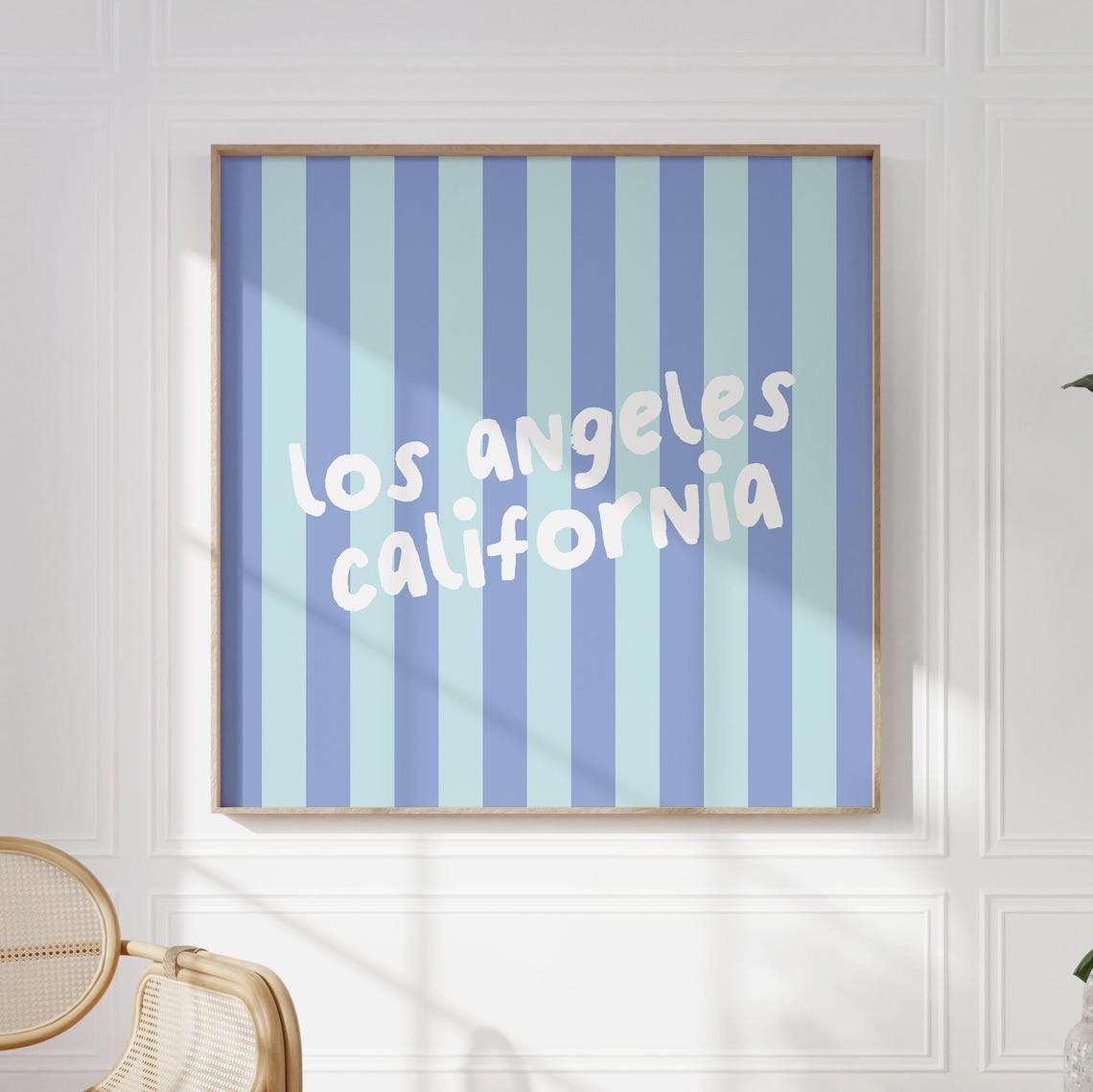 Los Angeles California Blue Striped Hand Lettered Square Travel Poster - Image 4