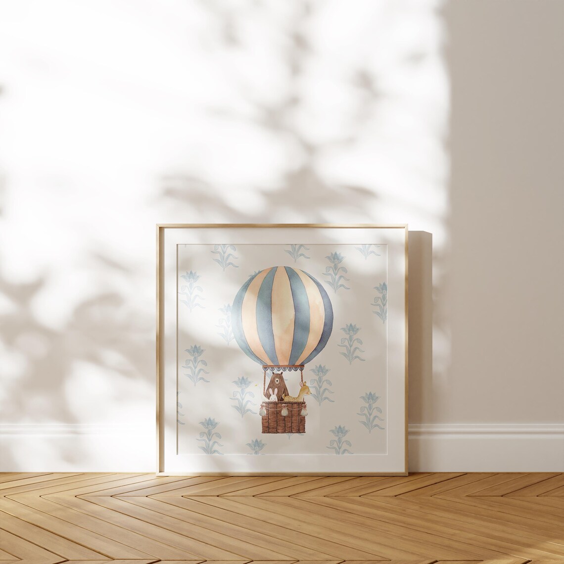 Watercolor Blue Hot Air Balloon Art Print, Nursery Decor - Image 3