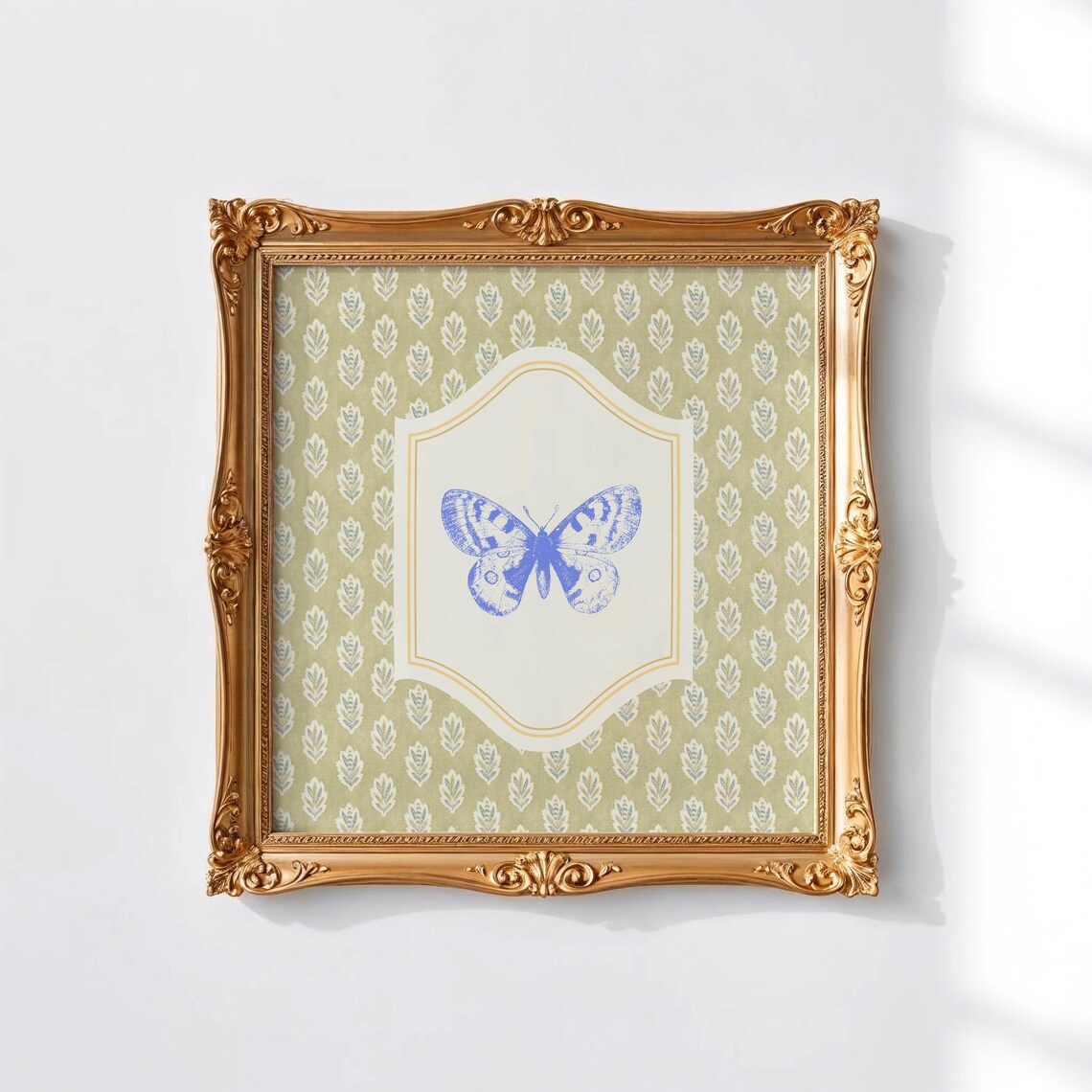 Victorian Style Butterfly Art Print, Blue Thin Line - Image 2