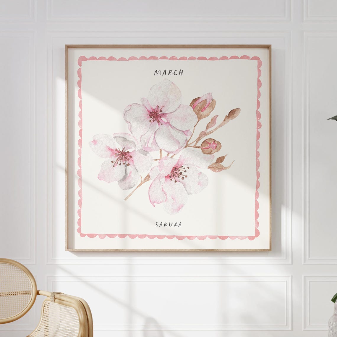 March Sakura Blossom Watercolor Birth Month Flower Art Poster - Image 5