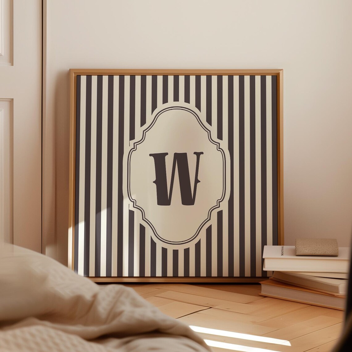 W Square Initial Personalized Watercolor Gift - Image 3