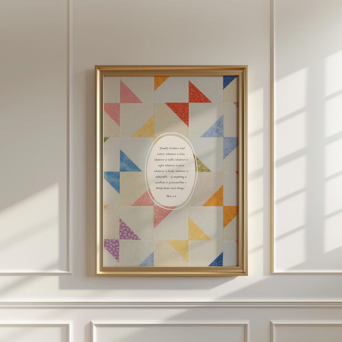 Philippians 4:8 Scripture Quilted Patchwork Christian Faith Poster - Image 2