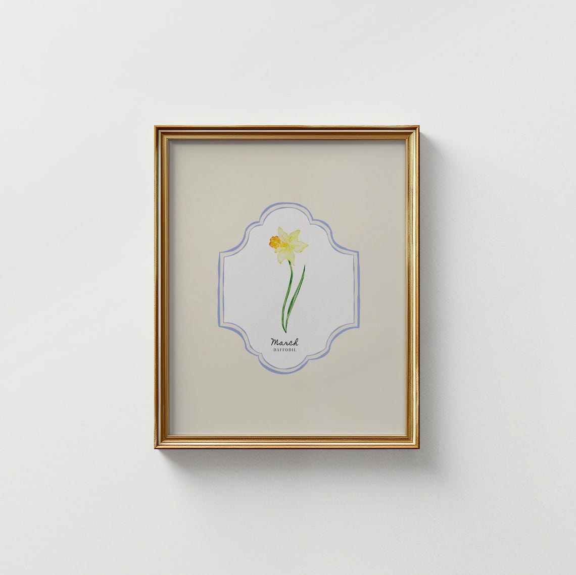 March Daffodil Birth Flower Botanical Cream Vintage Wall Art Print - Image 5