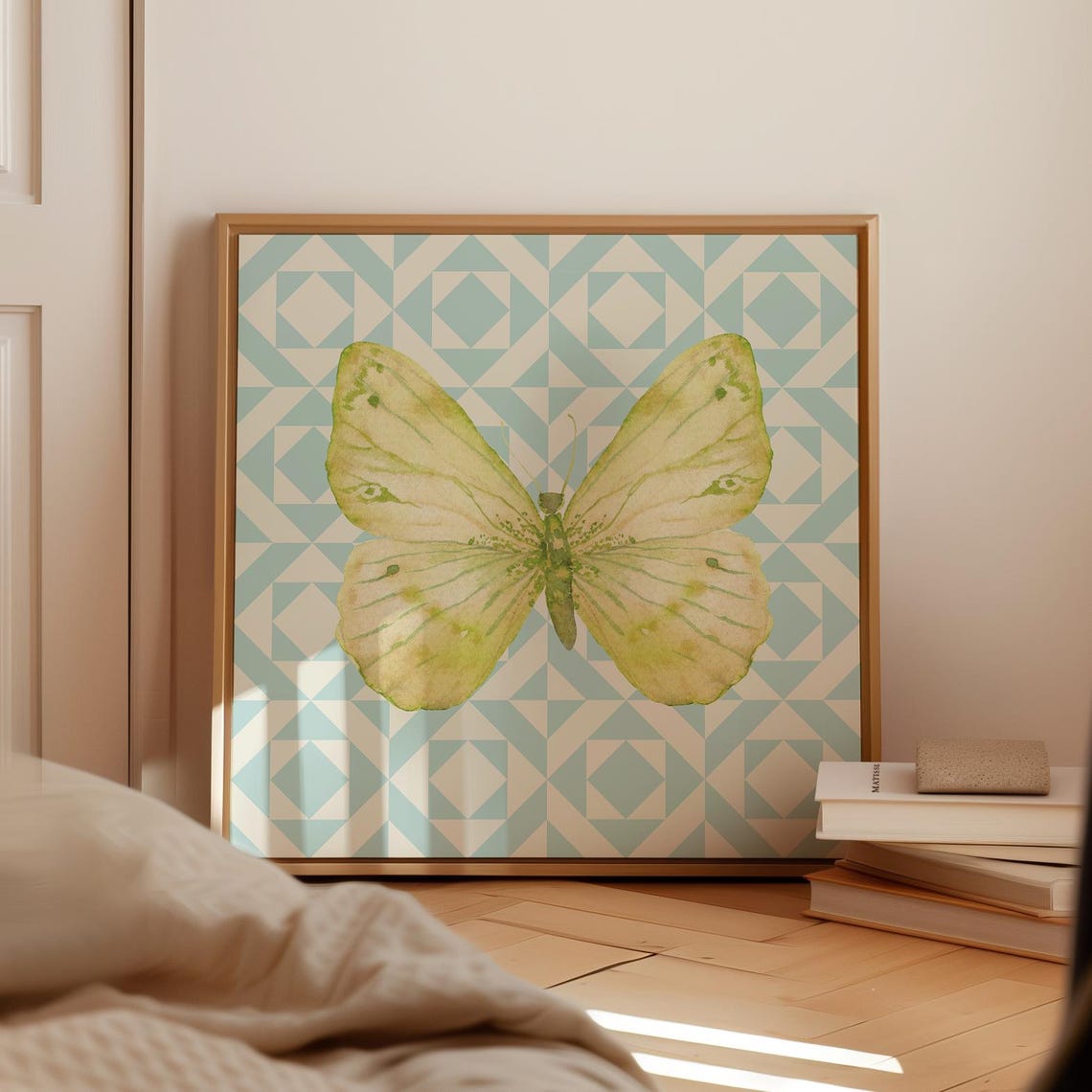 Quilted Butterfly Fun Art Print Wall Art Trendy Decor Cottage Nursery - Image 2
