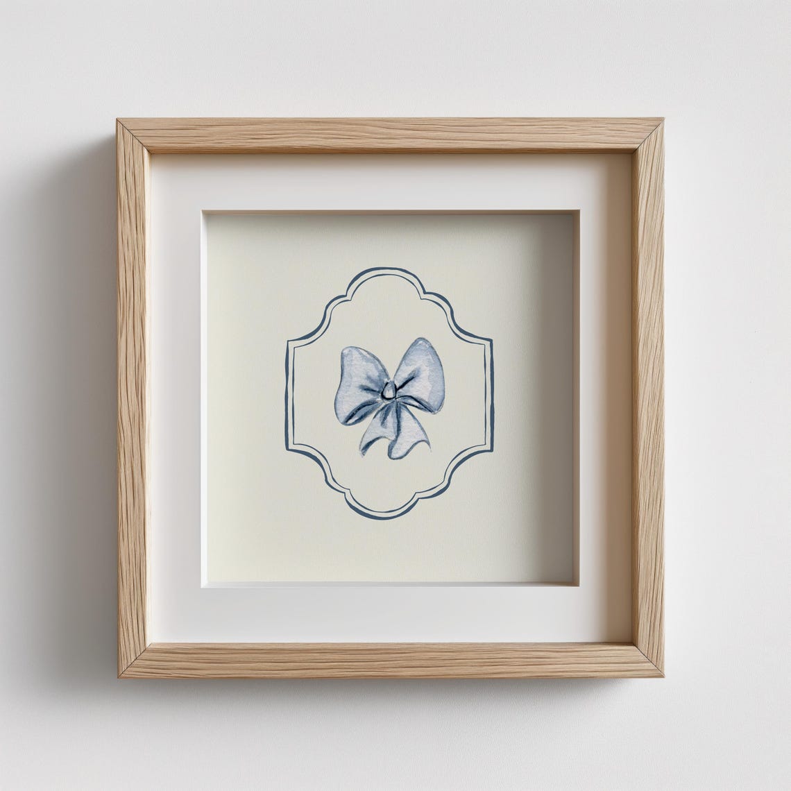Blue Bow Watercolor Coquette Framed Nursery Trendy Wall Art Poster - Image 2