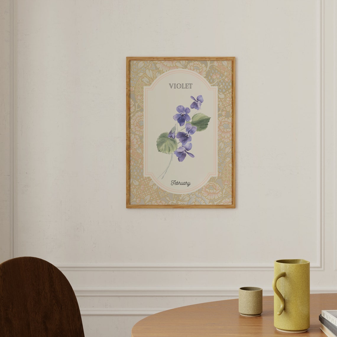 February Violet Birth Flower Vintage Botanical Illustration Poster