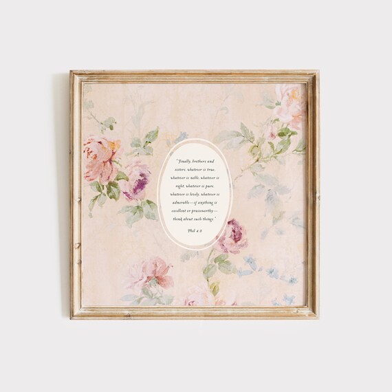Pink Victorian Philippians 48 Print Instant Wall Art Trendy Decor Christian Illustration Living Room Art Kitchen