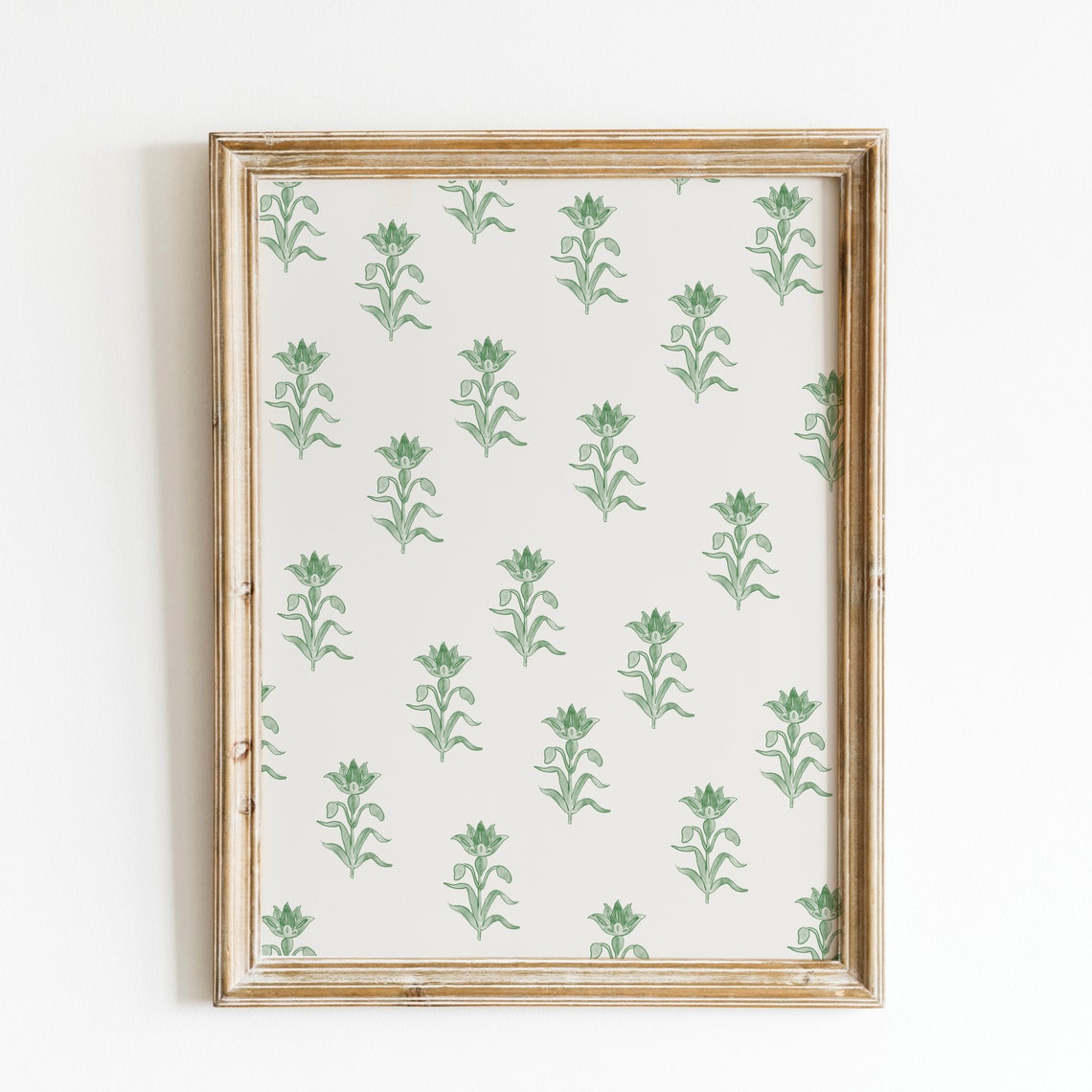 Emerald Green Hand Drawn Floral Sprig Repeating Pattern Poster