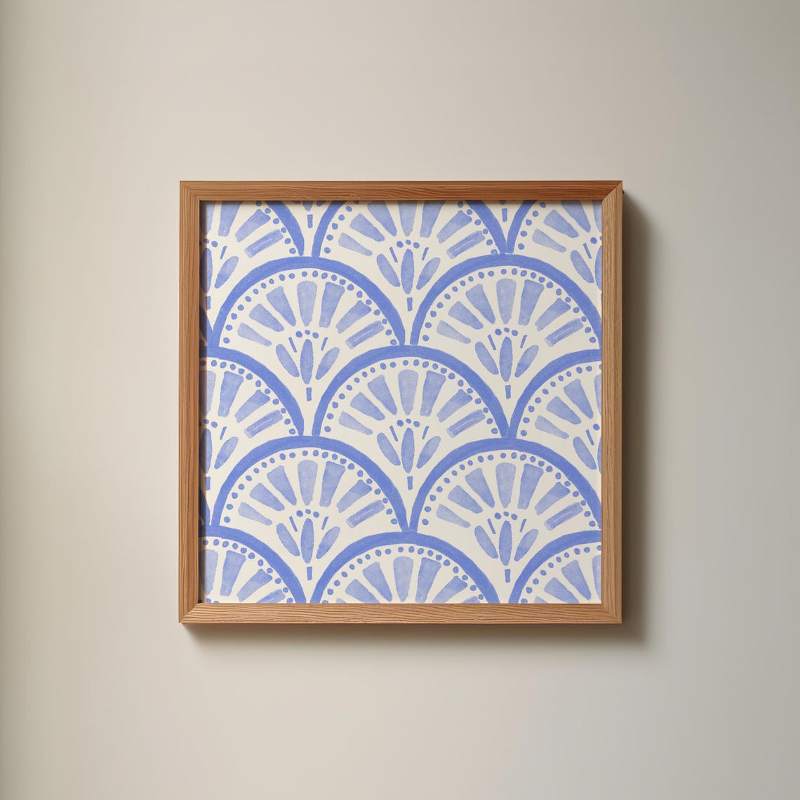 Cobalt Blue Watercolor Scallop Arches Abstract Pattern Poster