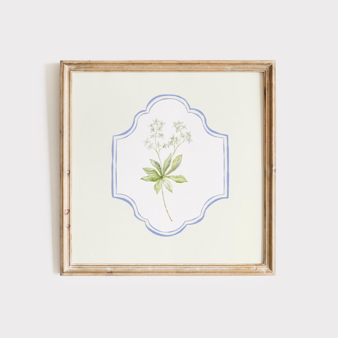 White Wildflower Watercolor Blue Plaque Square Floral Decor Poster - Image 3