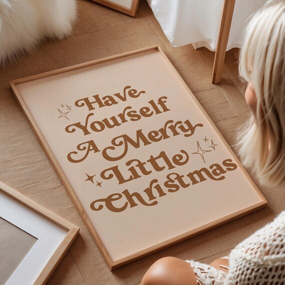 Have Yourself A Merry Little Christmas Brown Retro Holiday Poster