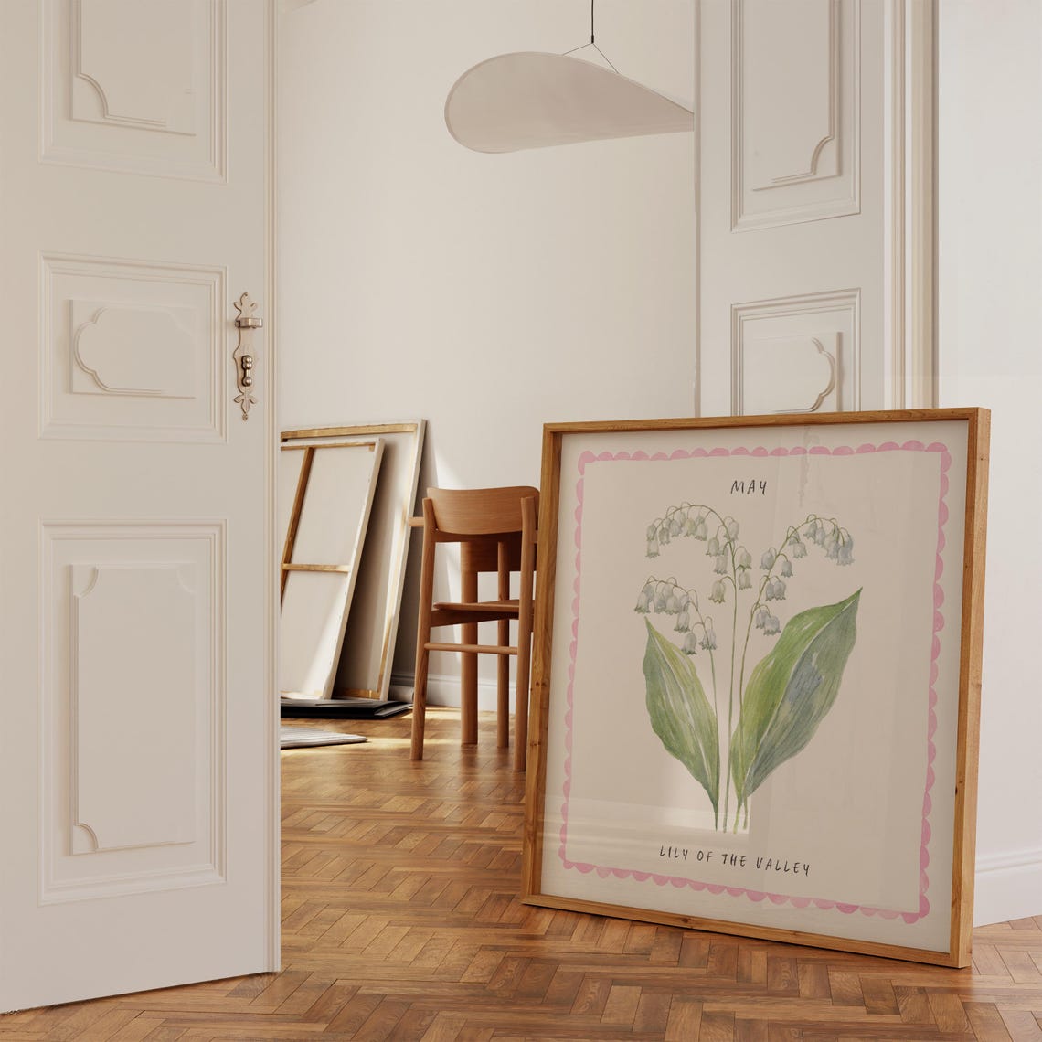 May Lily Of The Valley Birth Flower Watercolor Botanical Wall Art - Image 3