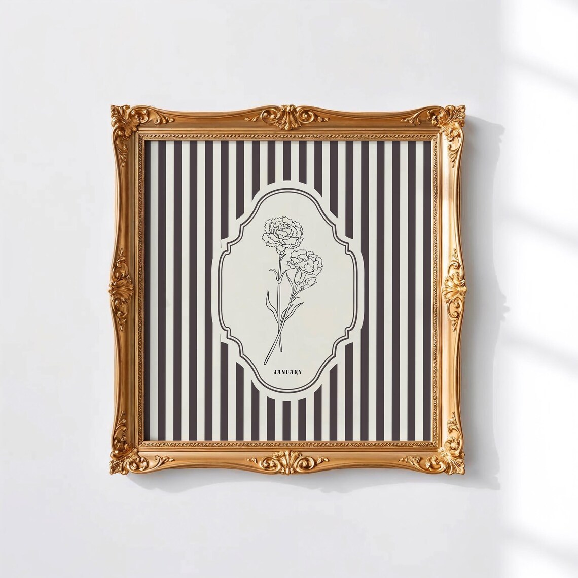 January Carnation - Personalized Floral Print
