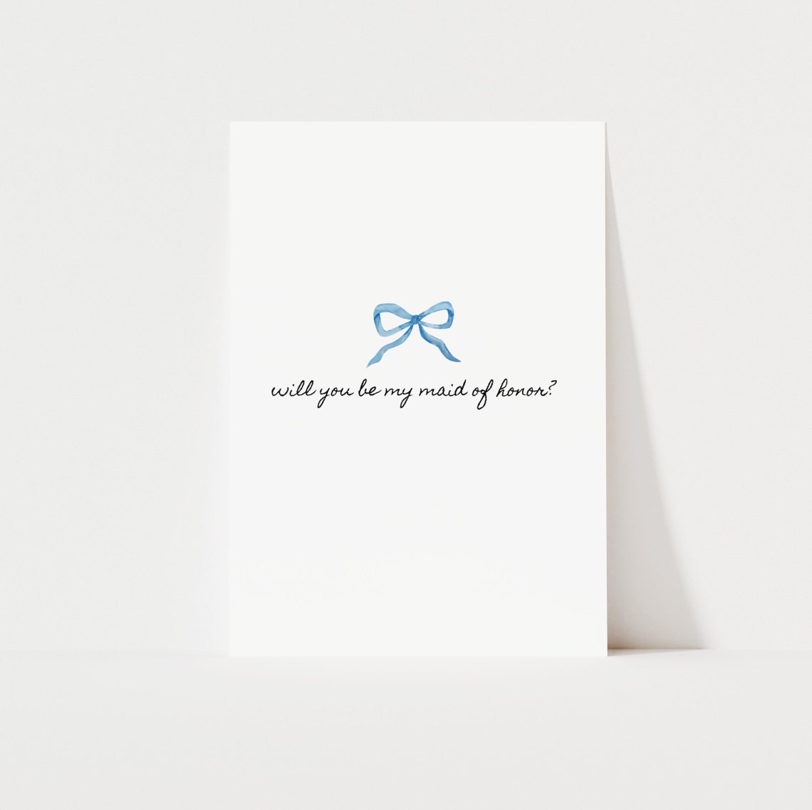 Will You Be My Maid of Honor Blue Bow Minimalist Wedding Poster