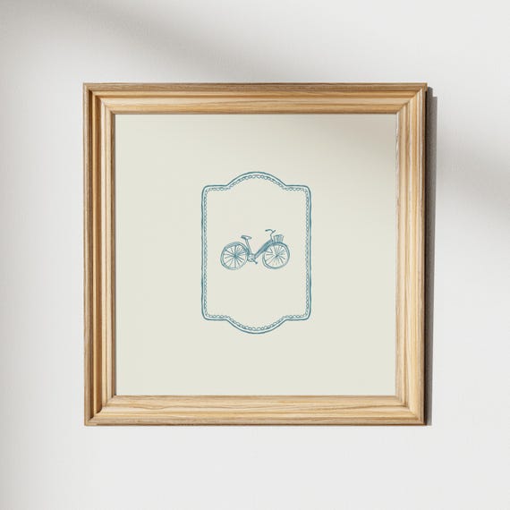 Minimal Sweet Bicycle Square Print Instant Wall Art Trendy Decor Illustration Living Room Art Nursery Decor