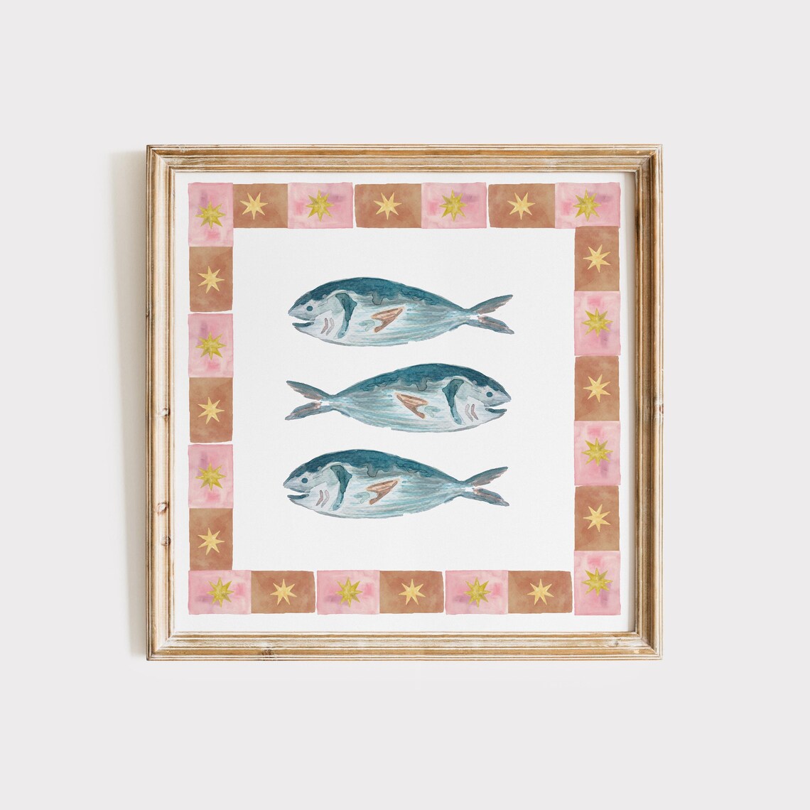 Retro Celestial Sardines Art Print, Kitchen Decor
