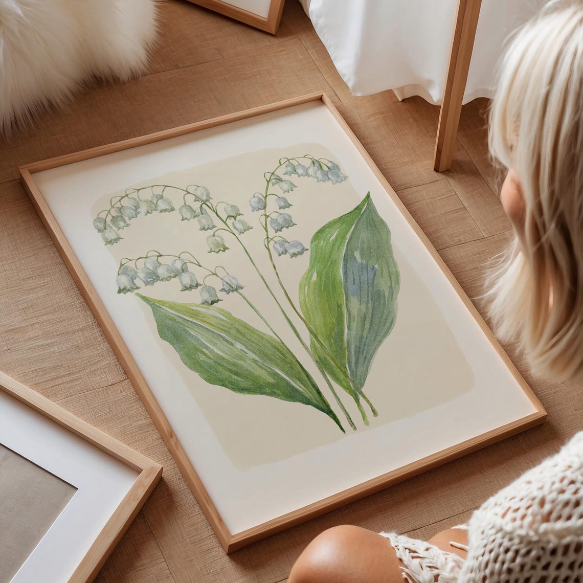 Lily of the Valley White Bells Vintage Garden Botanical Art Print - Image 2