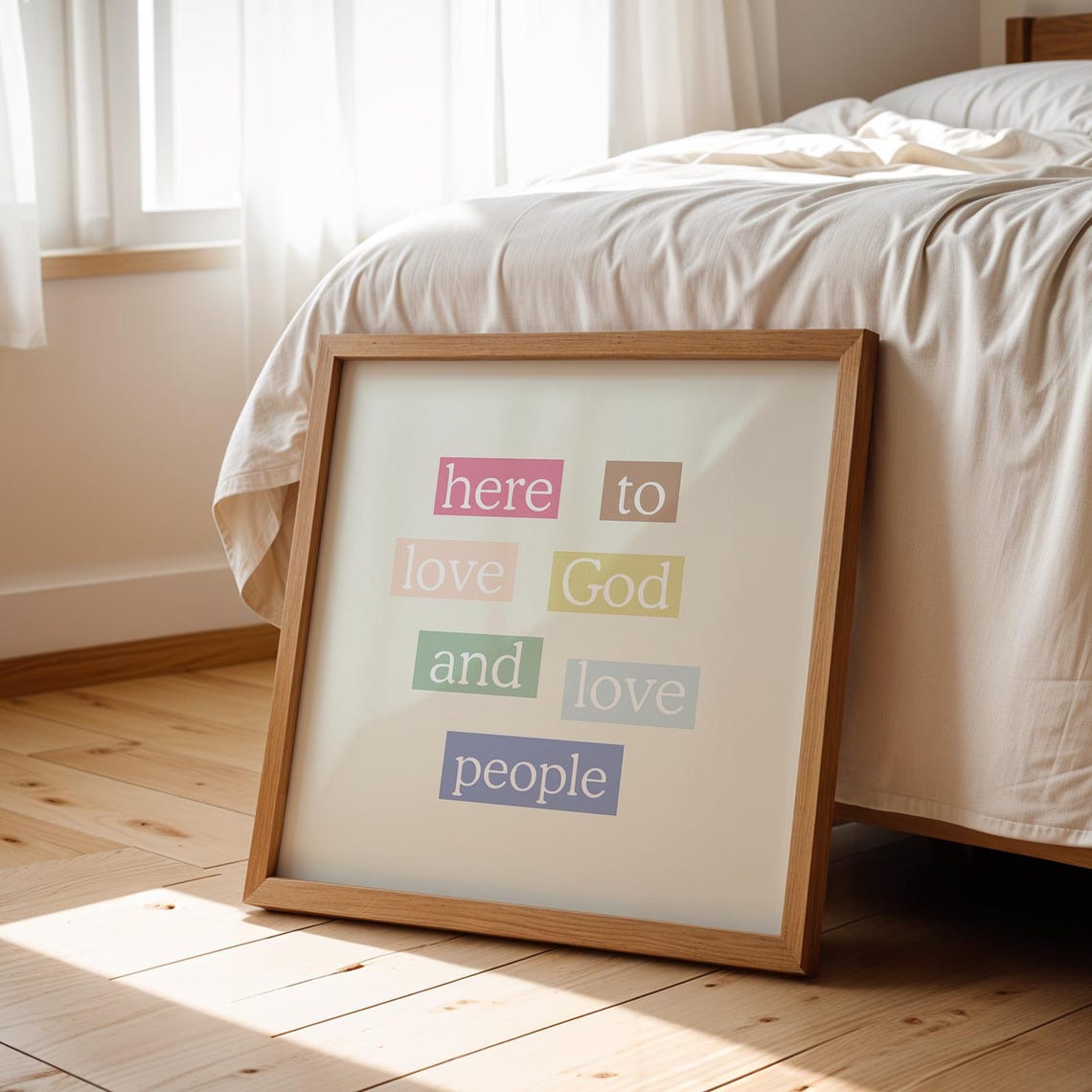 Here To Love God And Love People Quote Poster Christian Decor - Image 2
