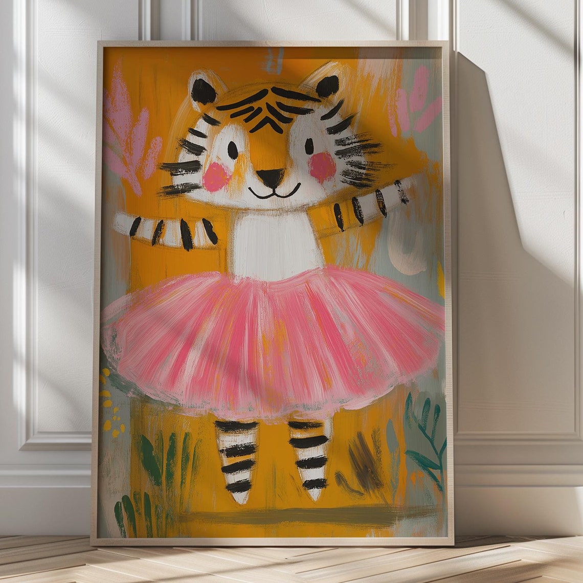 Cute Tiger Cub In Pink Tutu Adorable Kids Nursery Wall Poster