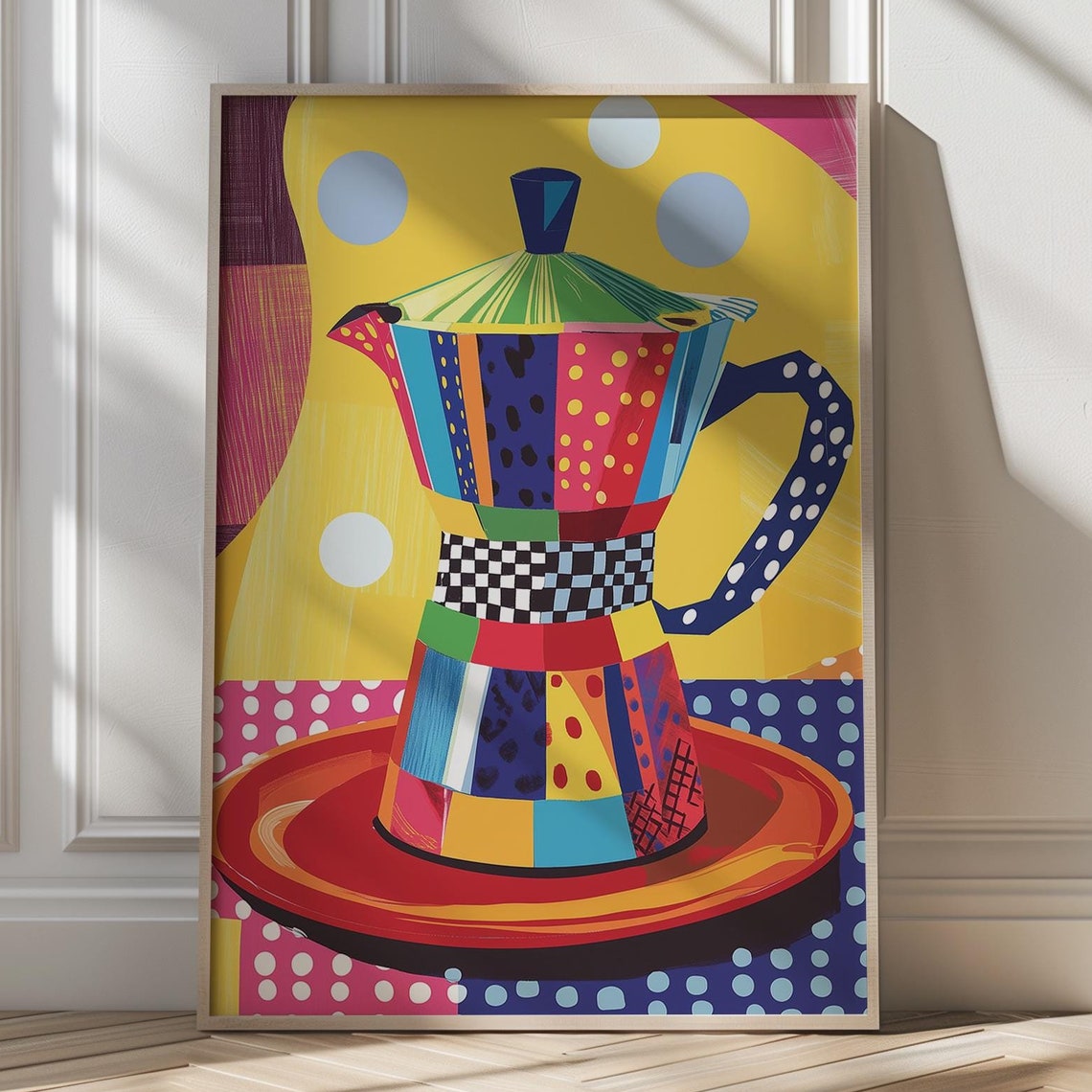 Retro Coffee Art Print Colourful Kitchen Decor Whimsical Coffee Illustration Bold Maximalist Wall Art Dopamine Decor Gift For Coffee Lovers