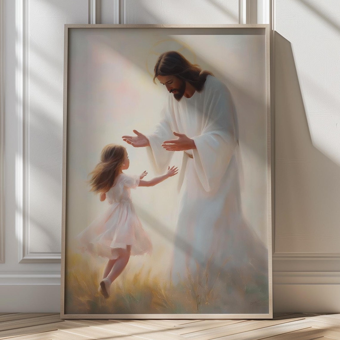 Run To His Grace Bible Art Print Jesus With Child Art Christian Wall Art Inspirational Faith Decor Jesus Lds Painting Spiritual Gift