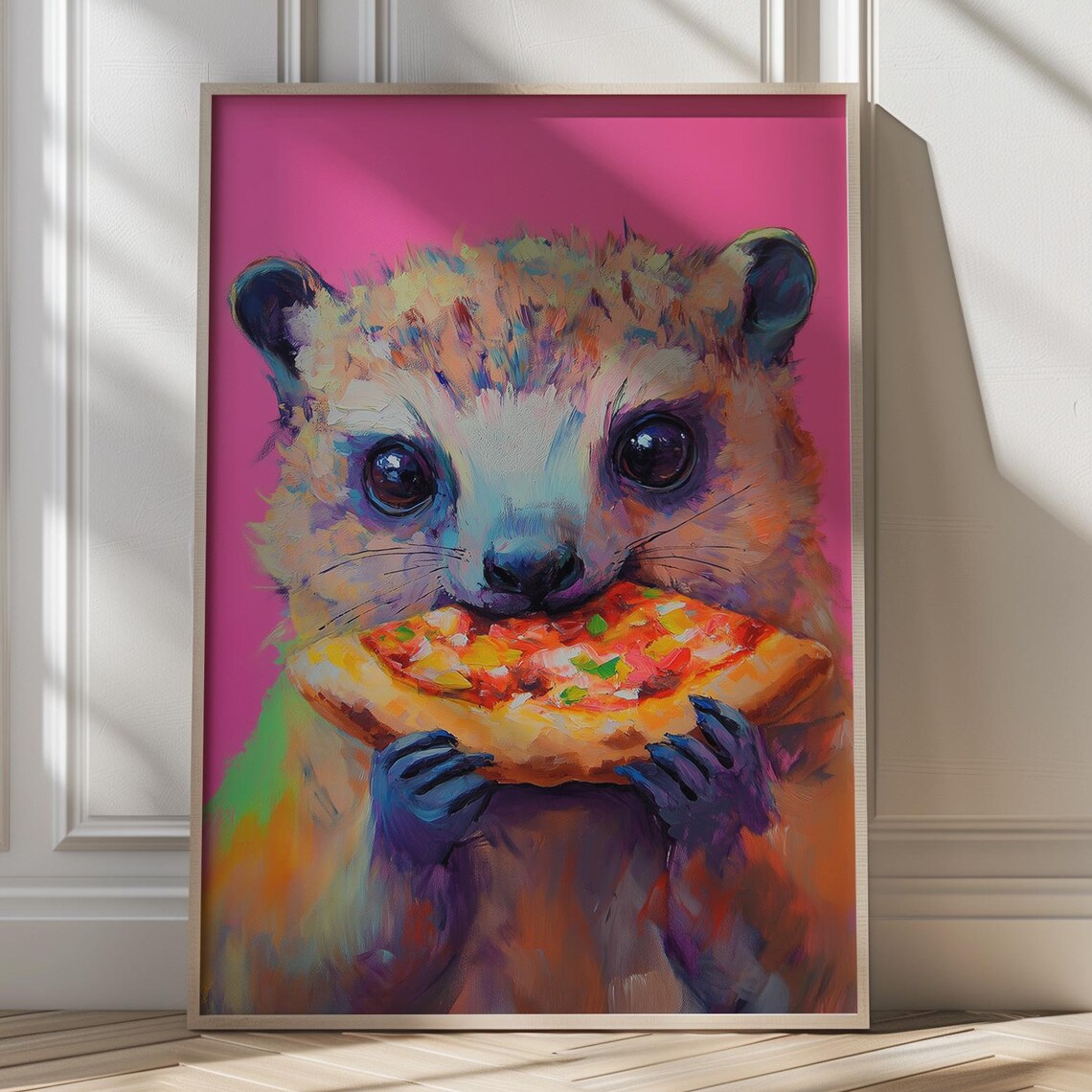 Pizza Party Hyrax, Colorful Maximalist Art Print