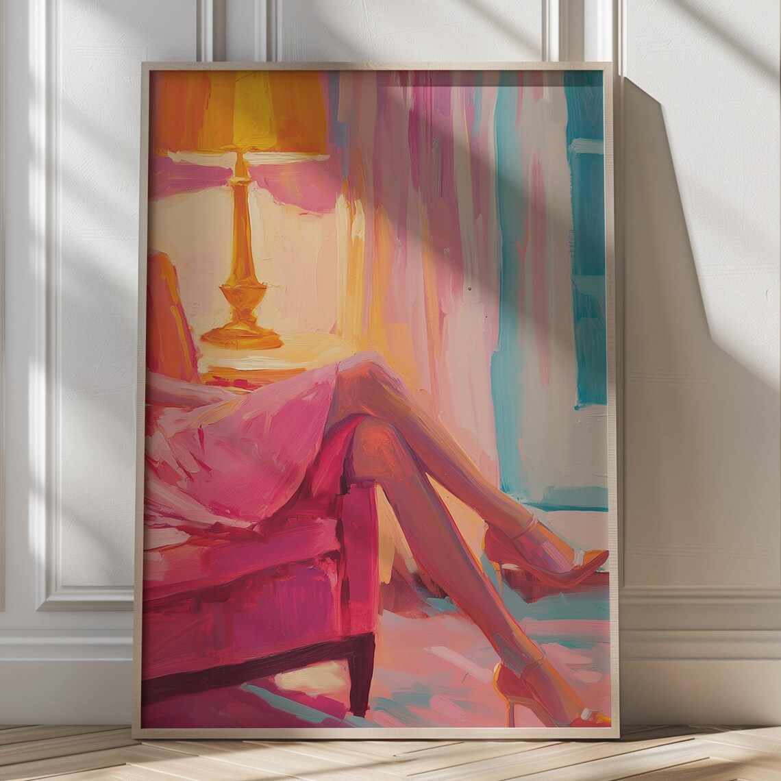 Cozy Feminine Pink Dress Relaxation Moment Gouache Art Poster