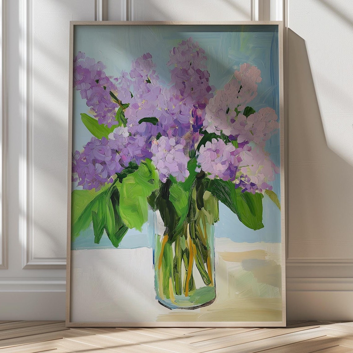 Purple Lilac Bouquet in Glass Jar Soft Spring Floral Art Poster
