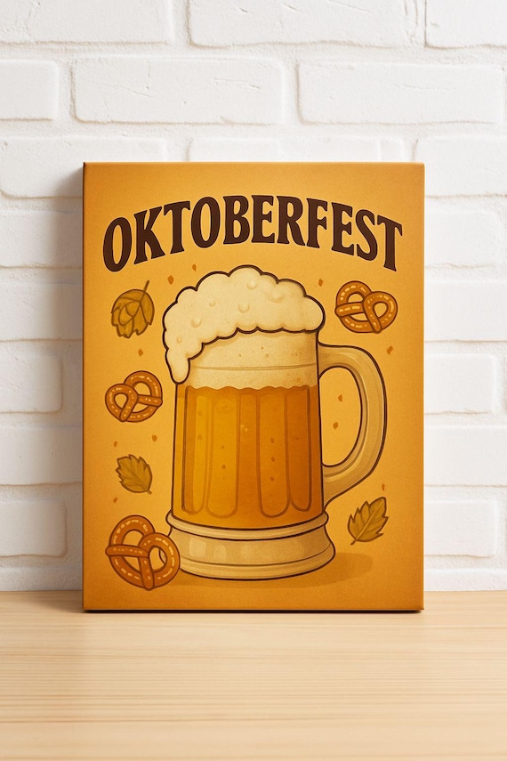 Oktoberfest Beer Stein Pretzels Festive German Party Canvas Poster