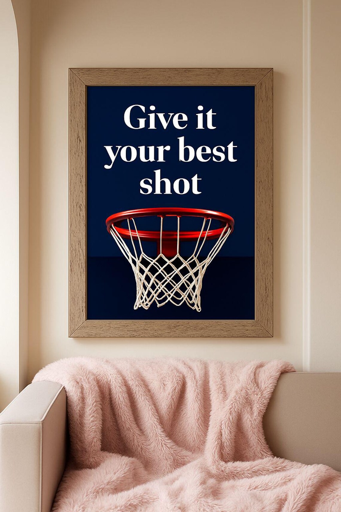 Give It Your Best Shot Basketball Hoop Motivational Quote Poster