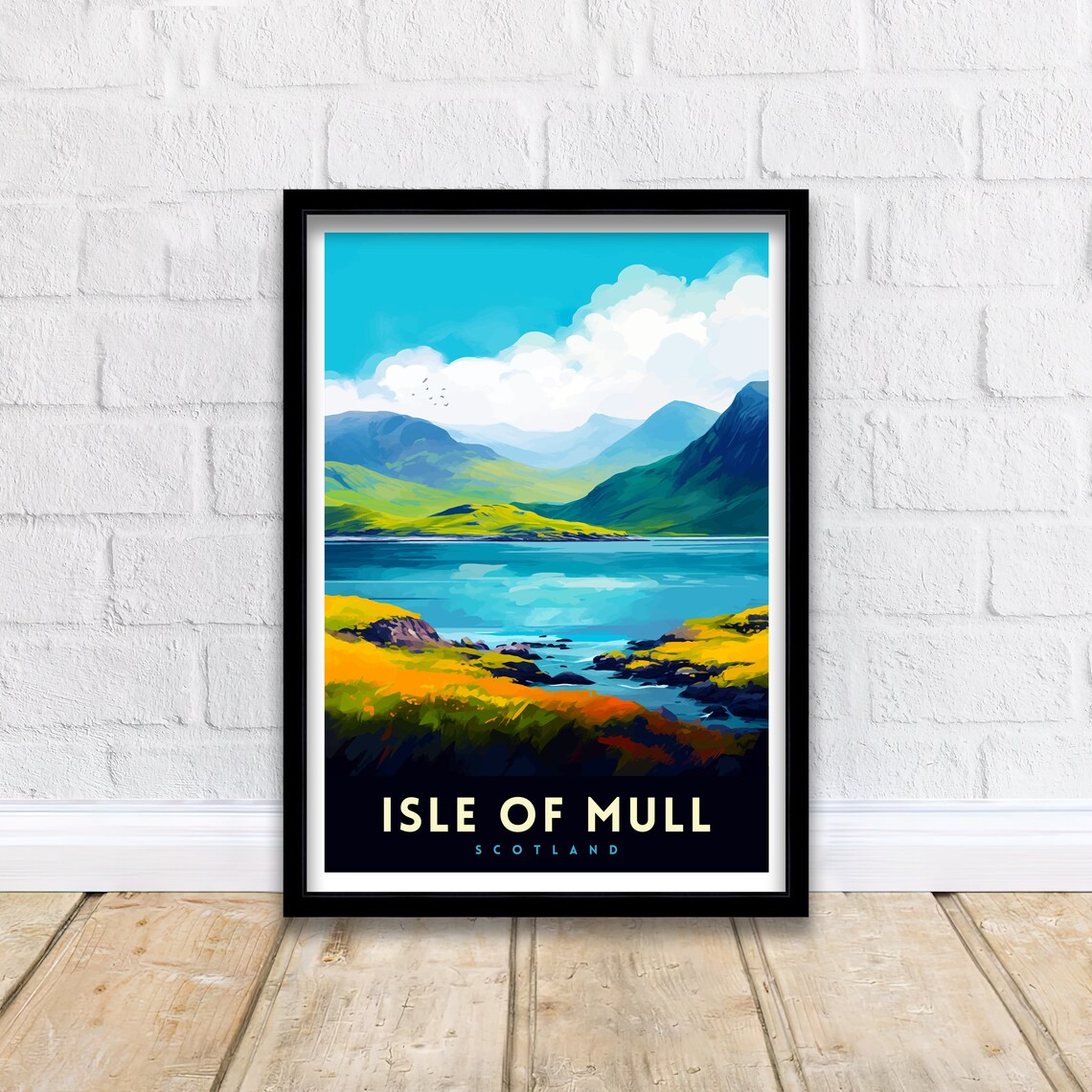 Isle of Mull Scotland Blue Loch and Green Hills Travel Poster - Image 2