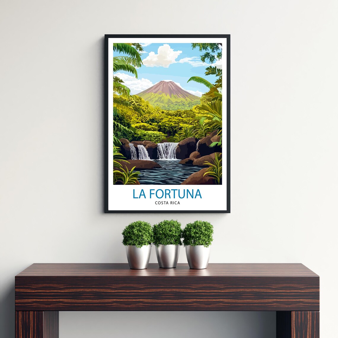 La Fortuna Costa Rica Travel Poster, Arenal Volcano - Image 3