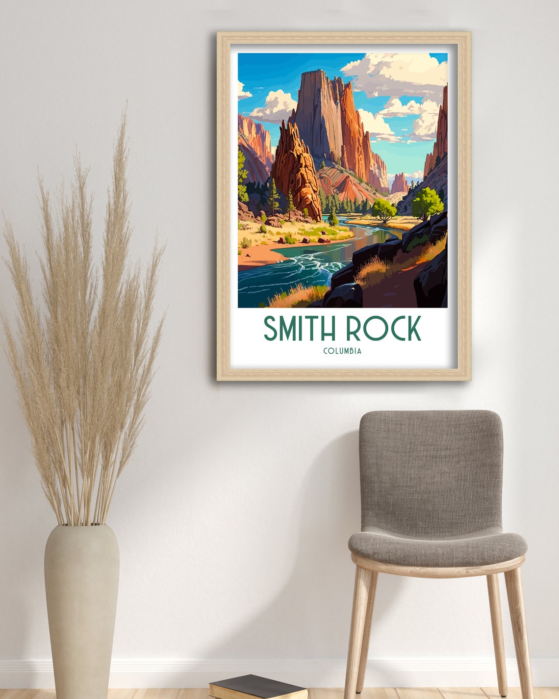 Smith Rock Oregon Red Rock Canyon River Climbing Travel Poster - Image 3