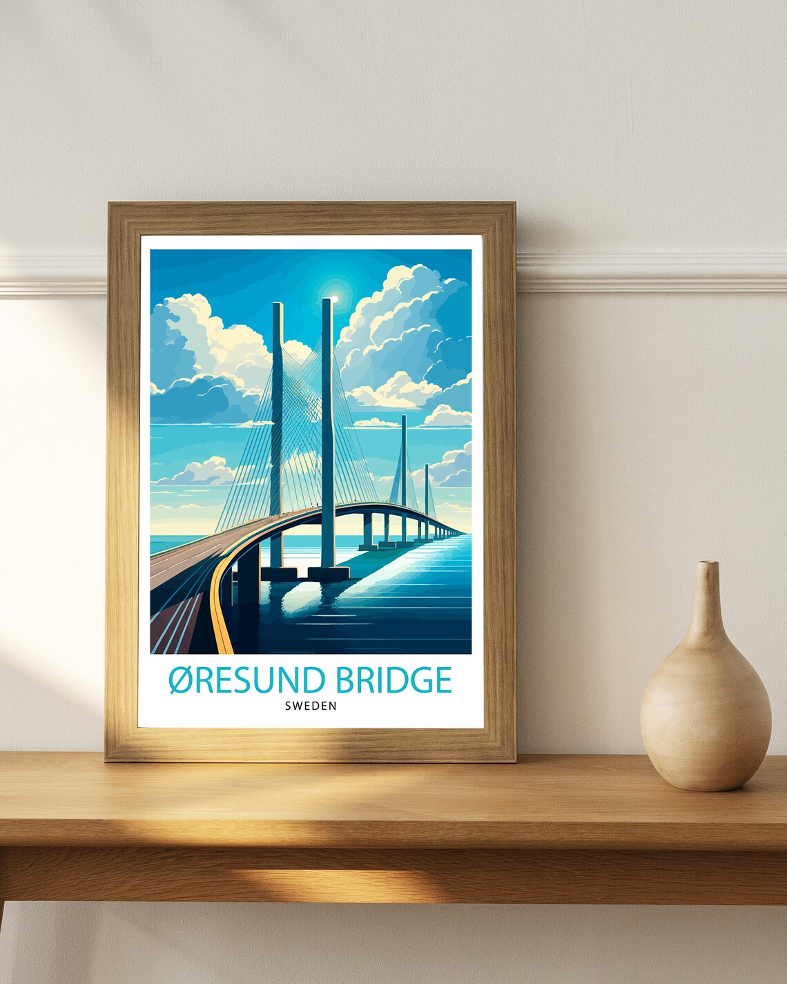 Oresund Bridge Sweden Travel Poster, Europe Decor - Image 2